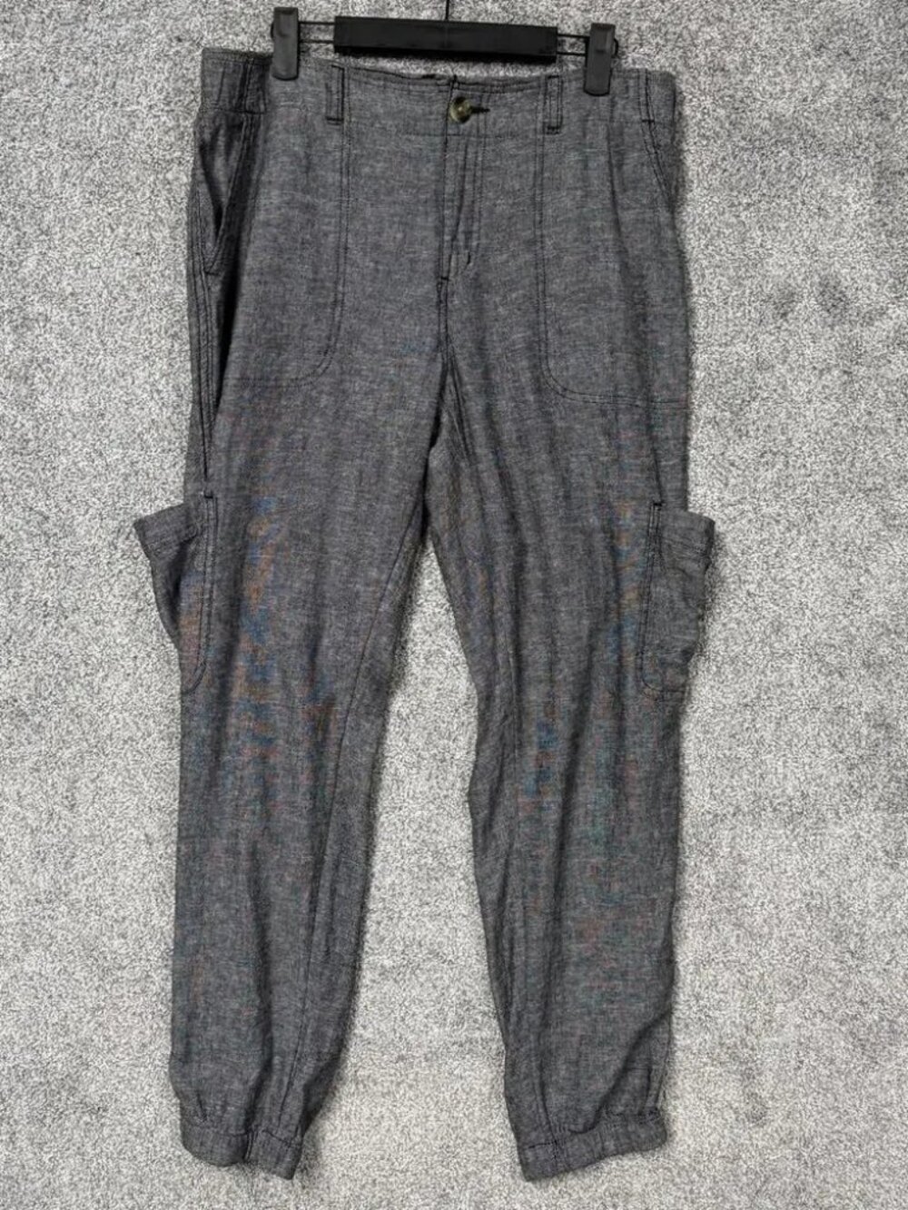 Sonoma Cargo Pants Womens Size 10 Gray Jogger Goth Linen Blend Lagenlook Utility